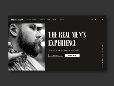 Landing Page - Daily UI #003 barber dailyui dailyui003 design landing page minimal monochrome ui