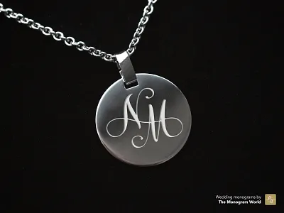 Classy monograms bride calligraphy engraving friendship groom initialen initials jewelry marriage monogram monogramm necklace silver pendant wedding monogram