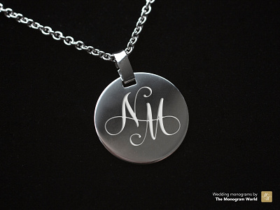 Classy monograms bride calligraphy engraving friendship groom initialen initials jewelry marriage monogram monogramm necklace silver pendant wedding monogram