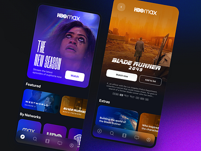 HBO Max - Movies, streaming, redesigned app apple browse catelog dark film hbo hbo max ios ios app ios15 movies netflix purple shows streaming tv ui ux youtube