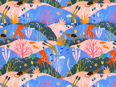 My octopus friend 🐙 illustration illustration art illustrator kids illustration motif ocean octopus pattern print sea under the sea