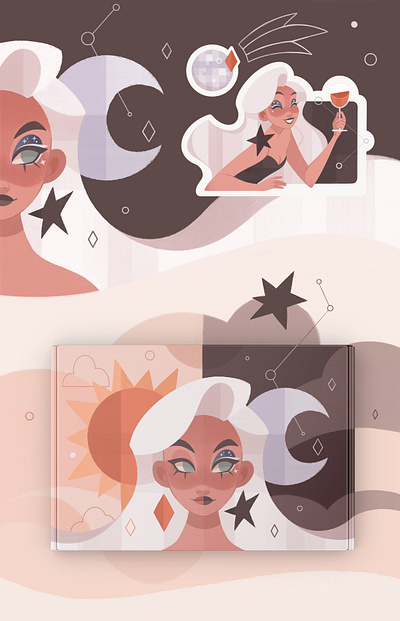 Moon Phase | Illustration aesthetic brand brand character character design design female feminism girl girl character illustration moon party star sun