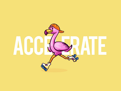 Flamingo on Roller Skates awesome bird branding character color colorful cute design dribbble flamingo flat girly icon illustration logo mascot pop roller skate skate vector