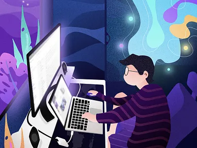 Work From Home clean design flat illustration vector wfh