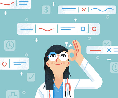 Doctor Dashboard character data design doctor editorial happy healthcare hospital illustration information medical technology texture