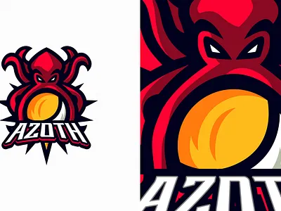 Azoth illustrator logo mascot logo octopus sun and moon