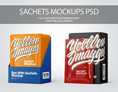 Sachets Mockups PSD 3d design illustration logo mockup mockupdesign pack package visualization