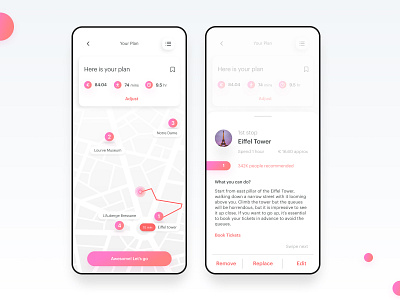Travel planner app design experience interface paris planer travel ui ux