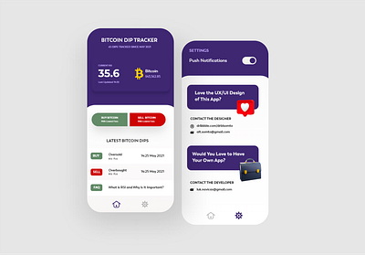 UI Design for Bitcoin Dip Tracker app app design app store binance bitcoin crypto wallet cryptocurrency design finance fintech nigeria purple rsi signals trading ui ui designer uiux uiux design user interface