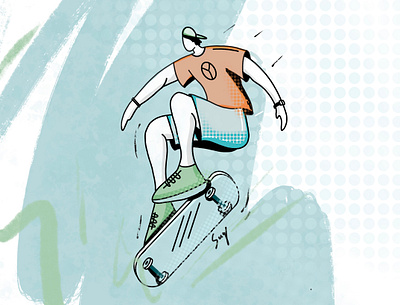 Skate Boarding art character flat illustration minimal procreate procreate app skate skate boarding skater skating