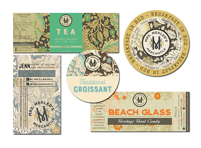 Mrs. Mekler's Mercantile beverage botanical branding design label label design logo tea vintage