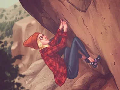 The free spirit bouldering character design climbing editorial editorial illustration illustration nature