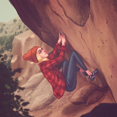 The free spirit bouldering character design climbing editorial editorial illustration illustration nature