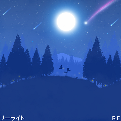 Night Forest 2d adventure logo animation desain graphic design illustration ilustrasi landscape night sky