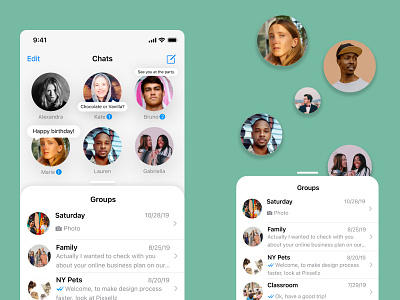 WhatsApp Group Section app design ui ux vector