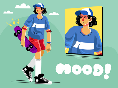 Skate mood! character flat flat art flat design illustration illustrator ui ux vector