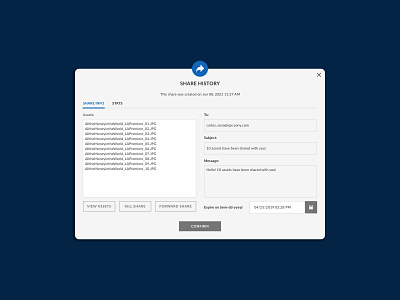 Share History Modal app branding design iconography illustration logo modal ui ux vector web