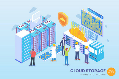 Isometric Cloud Storage Vector Concept 3d 3d animation 3d art 3d character 3d illustration animation app branding concept design graphic design illustration landing page logo motion graphics page technology ui vector