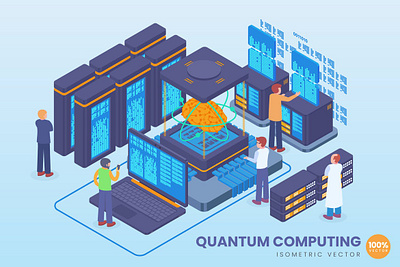 Isometric Quantum Computing Vector Concept 3d 3d animation 3d art 3d character 3d illustration animation app branding concept design graphic design illustration isometric landing page logo motion graphics page technology ui vector