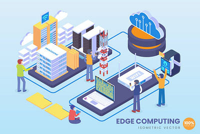 Isometric Edge Computing Vector Concept 3d 3d animation 3d art 3d character 3d illustration animation app branding concept design graphic design illustration isometric landing page logo motion graphics page ui vector