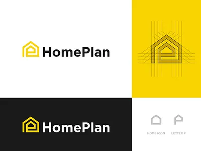 HomePlan - Logo Design Concept agency brand identity branding business concept creative design designer portfolio designs home letterlogo logo logo designer minimalist modern p letter plan realestate unique yellow