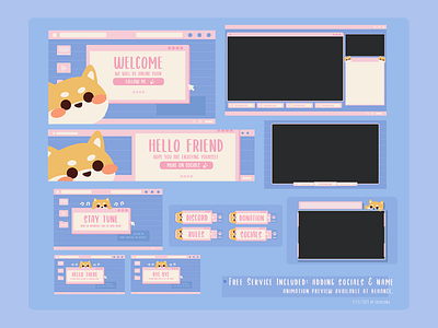 Cute Shiba Inu Window OS Twitch Overlay 2d aesthetic stream package cute twitch design illustration kawaii stream design pokemon overlay simple twitch overlay stream overlay streamer twitch twitchemotes vtuber overlay