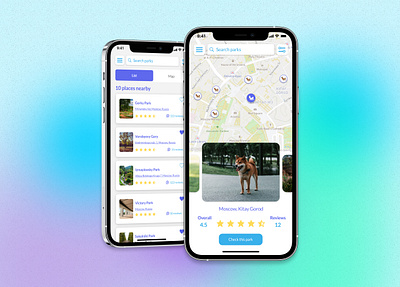 Dog Parks Find App UI Design 2021 app colors design dogparks figma illustration ios map ui uidesign