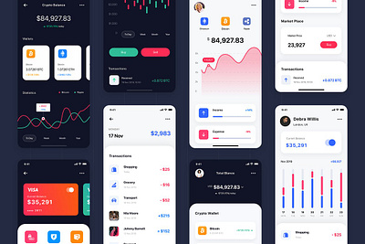 Financial UI Kit_ADOBE XD 3d animation app branding concept design development graphic design illustration ios logo motion graphics ui ui design user interface ux ux design vector web design web development