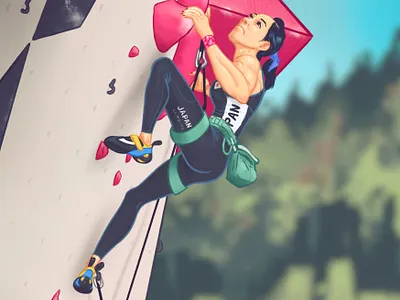 Last step bouldering character design climbing editorial illustration gym women illustration sport sport illustration women in sport