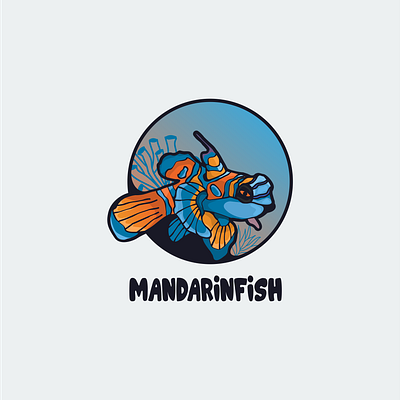 mandarin fish animals animation branding design fish flat illustration logo typography ui ux vector