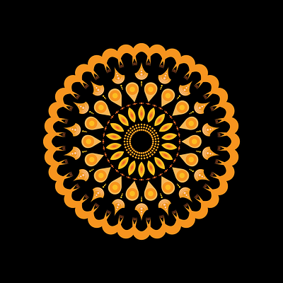 A Fresh mandala like an orange digital art illustration mandala design mandalaart