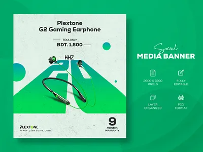 Earphone Social media banner design template banner inspirations branding design facebook ads shopify shopify banner social media banner social media banner examples social media post design social media post template web banner webdesign