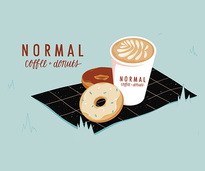 Just some normal donuts and coffee please coffee donuts illustration park picnic