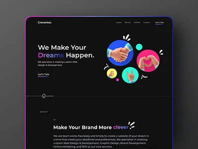 Digital Agency Website 3d branding dark theme design digital digital agency freebies minimalist mockups ui website