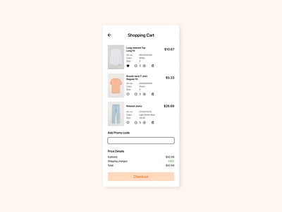 Shopping Cart UI branding cart ui daily ui dailyui dailyui0058 design shopping shopping cart ui ui cart ui design uiux user interface ux design