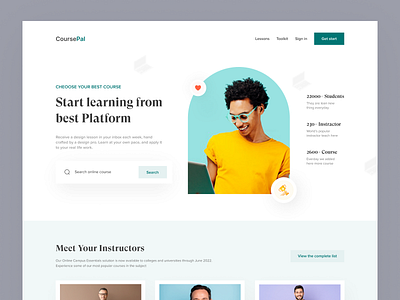 CoursePal e-Learning Header UI by Omar Faruk on Dribbble