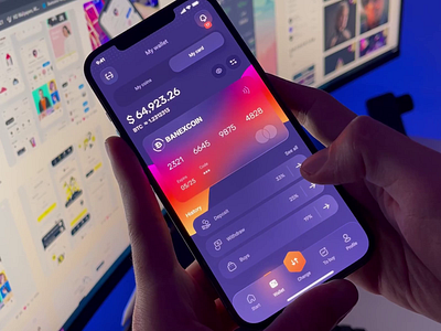 Banexcoin Wallet 💳 adobe xd app application bitcoin btc chart clean credit card crypto cryptocurrency dark mode design exchange interaction interface ios minimal ui ux wallet