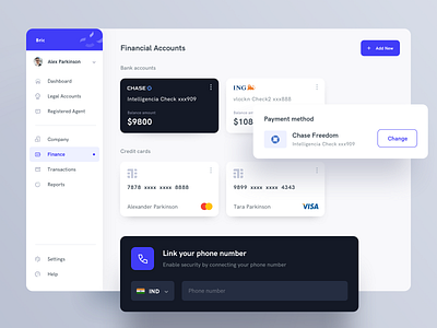 Finance Dashboard banking credit card dashboard finance fintech minimal payment transaction ui uiux ux web