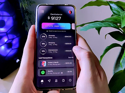 Finance - Banking Mobile App animation app design app ui bank app banking banking app credit card dark ui finance app fintech app interaction interaction design mobile app mobile ui motion design protopie prototype ui ux wallet