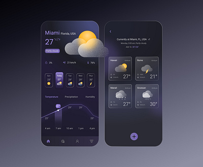 Weather Forecast: Mobile Application Design dailyui design dribble ui uidesign userinterface userinterfacedesign weather weatherapp weatherforecast weatherui