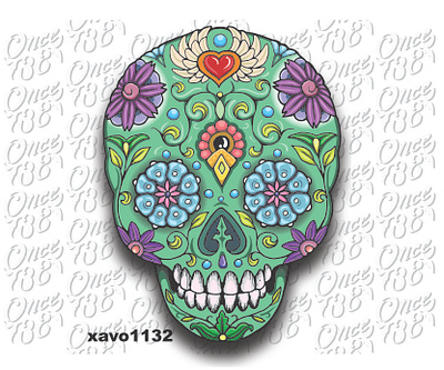 calavera de azúcar neo-tradicional 11/32 branding design illustration vector