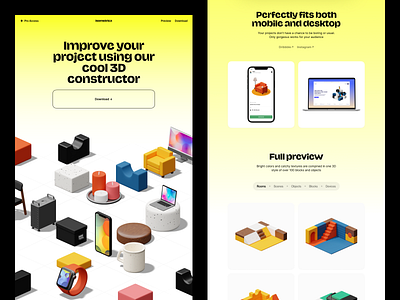 NEW: Isometrica 3D Constructor 🔥 🆕 3d 3d isometric application branding craftwork design illustration isometric isometrica landing new objects release room tech technologies ui volume web website