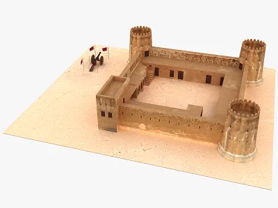 Zubara Fort Qatar 3D model 3dmodel antique architecture building castle city cityscape fortress landmark lowpoly medieval tower town towngate