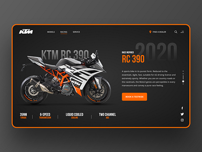 KTM RC 390 - Landing Page Header 2021 trends bike creative design e commerce ecommerce header ktm landing page minimal rc 390 shop store trending ui ui design ux ux design web design web header