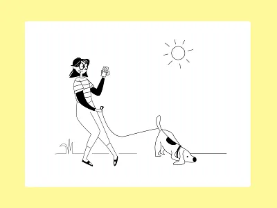 Sunny Day adobe illustrator branding character design dog illustration sun sunnyday walk
