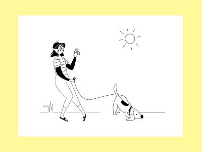 Sunny Day adobe illustrator branding character design dog illustration sun sunnyday walk