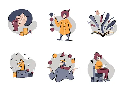 LP Cartoon Set brightness cartoon character flat flat illustration illustration illustrator set yellow