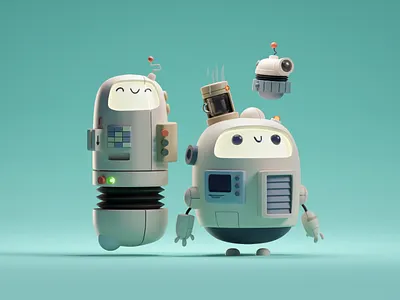 Scribbly Robot Frands (3D version) b3d blender cute doodle frands fun illustration robots