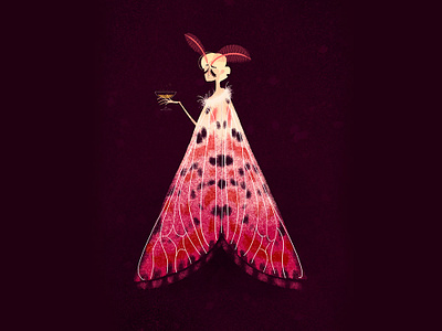 Party moth butterfly girl illustration lady moth woman