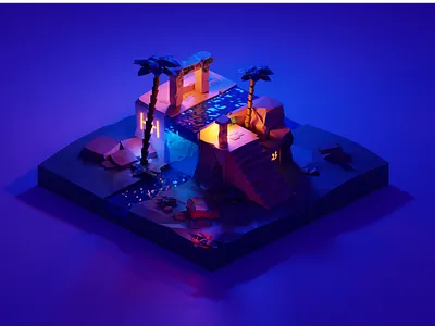 Ancient Underwater ruin of Oshun 3d design ui